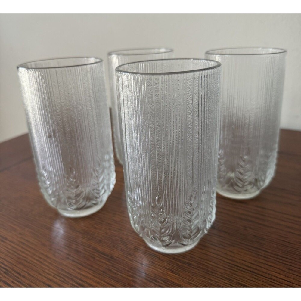 Luminarc Cristal D'Arques Country Wheat Crystal Glasses Vintage 1985 Set of 4